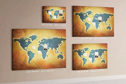 Planche liege horizontale 120x80 cm avec carte du monde ancienne pour tableau mural