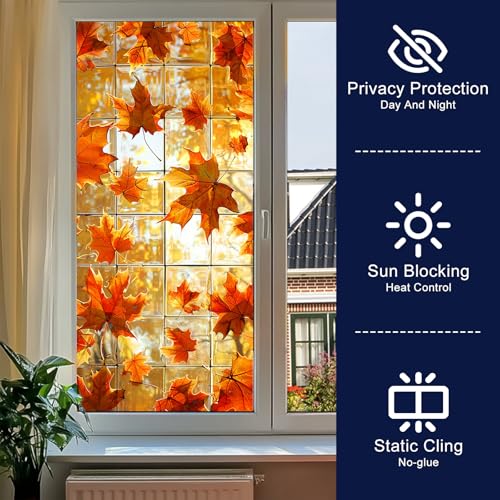 Vinilo decorativo para ventana hoja de arce otoño 18x39 pulgadas miniatura 2