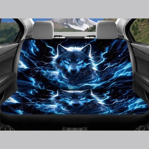 KEIAHUAN Blue Wolf Print Car Seat Covers for Men Automotive Front and Rear Split Bench Seat Cover Set Washable Breathable Universal Fits Most Vehicle Truck,SUV by KEIAHUAN - Used condition - Image 4