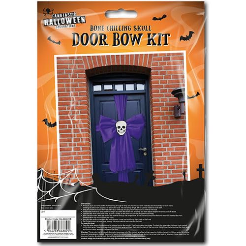 Ditzy Doll Multicolor Halloween Door Bow - Purple Skeleton Spooky Effect Party Decoration Reusable