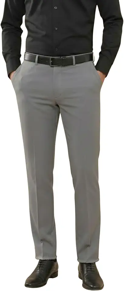 Calça Social Masculina Slim Cinza Claro Calça de Terno Executiva Tecido Panamá