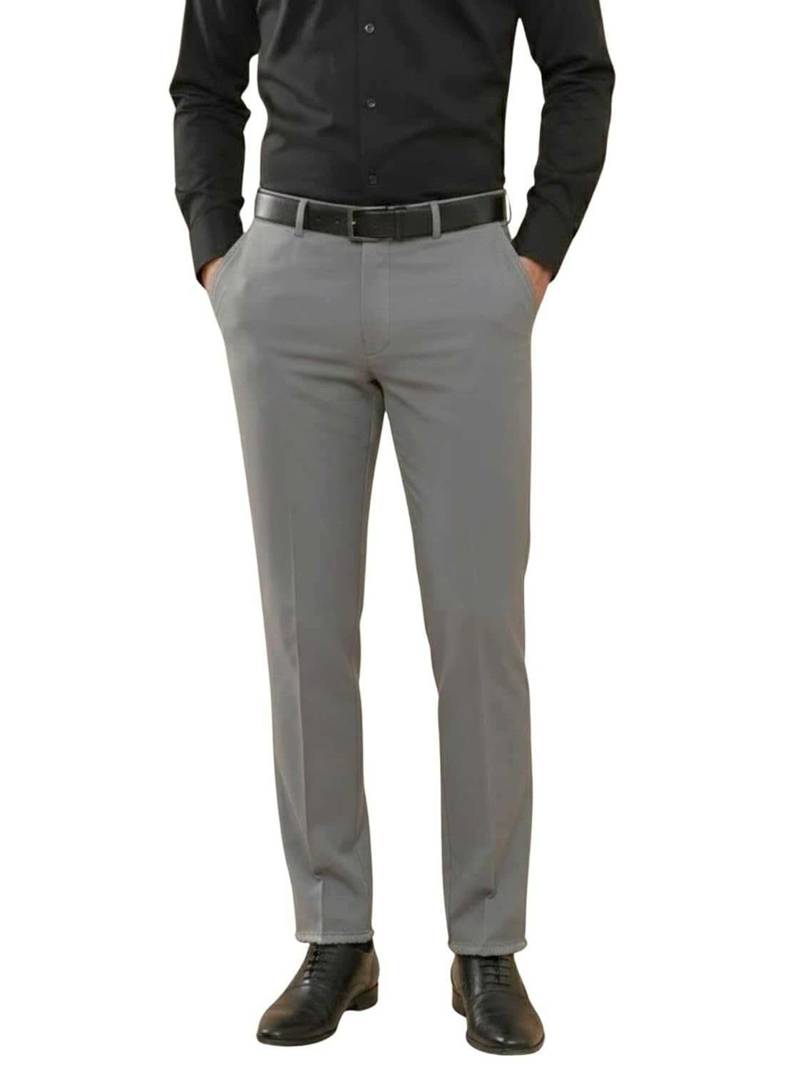 Calça Social Masculina Slim Cinza Claro Calça de Terno Executiva Tecido Panamá