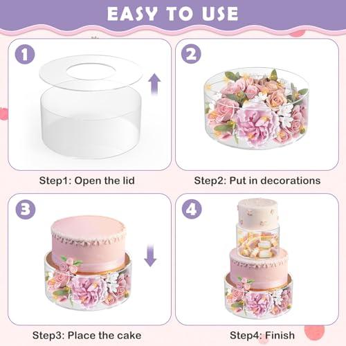 2 Pcs Acrylic Cake Stand for Party Wedding Cake Stand Clear Cake Cupcake Display Stand (6".10") Centerpiece Tier Floating Cup Cake Supports Stands For Stacking with Led Lights - Image 4