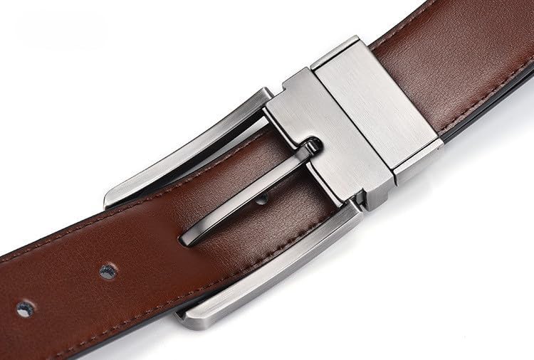 Men's Genuine Leather Reversible Belt Size 36-38 - Black and Brown Dress Belt for Men, Rotatable Buckle, Trim to Fit Custom Size, Casual & Formal Accessory by THS - Image 6