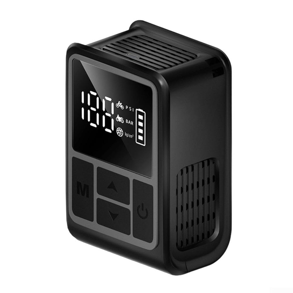 Pompa elettrica per bici con display digitale, compressore d'aria portatile compatto per biciclette moto attrezzature sportive, gonfiatore ad alta pressione 130 PSI, nero