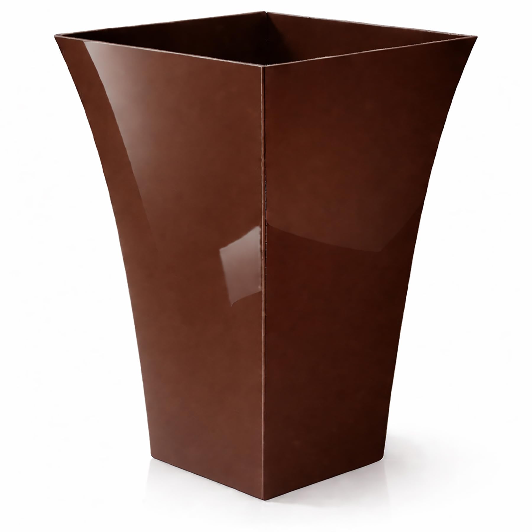 CrazyGadget® Large Milano Tall Planter Square Plastic Garden Flower Plant Pot Gloss Finish - for Indoor and Ourdoor (Chocolate Brown, 1)