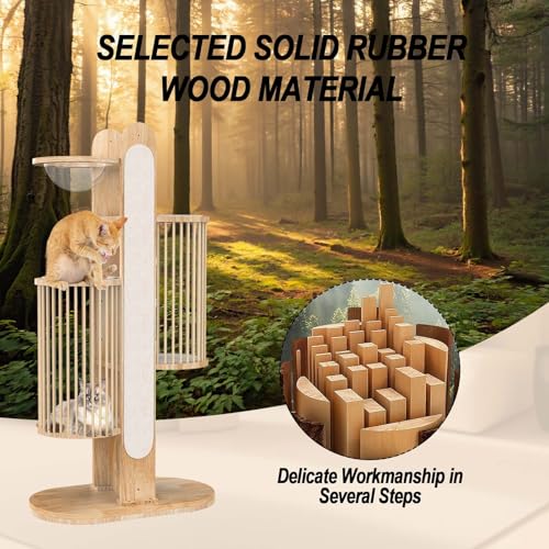 Torre Moderna para Gatos 67" de Madera con Poste Rascador miniatura 4