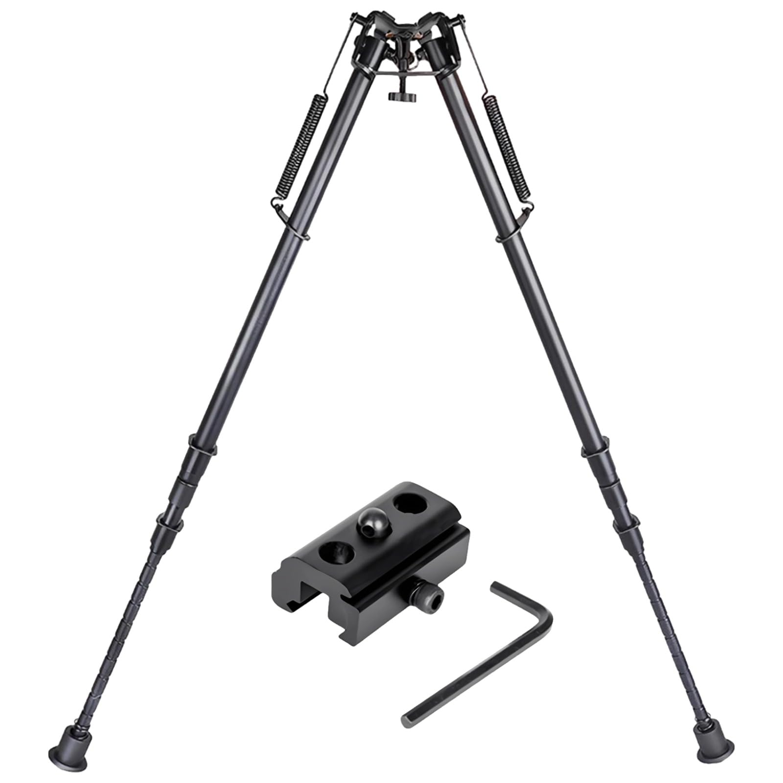 Uzbrojony dwójnóg 27 cali / 68,58 cm metalowy sprężynowy teleskopowy składany statyw do aparatu, adapter z 3 otworami, regulowany 16,9/22,4/72,9 cm, do strzelania i polowania, czarny