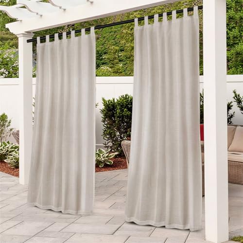 Bettschlange Outdoor Curtains Waterproof 2 Panels Pergola Curtains Outdoor Sheer Curtain for Patio Waterproof Gazebo Curtain for Garden Patio Gazebo Leinen 132x213cm