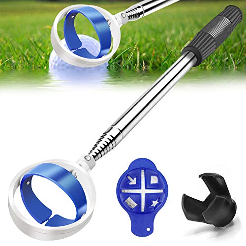 Golf Ball Retriever Telescopic, Extendable Golf Ball Retriever for Water Telescopic [Longest 78.7''/106''] Golf Ball Retriever for Water with Grabber Maker Tool Golf Accessories Golf Gift for Men Dad