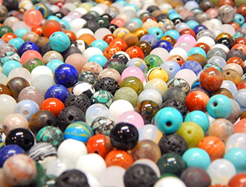 Gemstone Mix Beads Round Set Round Lava, Quartz, Aventurine, Amazonite, Amethyst, Jade, Moonstone, Jasper, Sodalite - Image 3