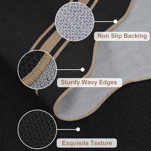 Image of Scalloped Easy Jute 3x5 Outdoor Rug Washable Non Slip Rug for Entryway Indoor Outdoor Farmhouse Neutral Scalloped Carpet for Backyard Patio Proch Living Room