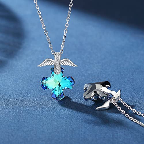 925 Sterling Silver Birthstone Cross Pendant Necklaces Silver 5A CZ Birthstone Cross Necklaces Birthstone Necklace for Women, 18+2" Chain2