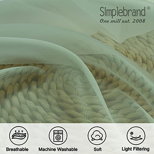 Simplebrand Rod Pocket Top Solid Voile Sheer Curtains For Bedroom, 54 Inch Length Drapes Set Of 2, Lightweight And Light Filtering Elegant Sage Curtains Panels Window Treatment, 42W×54L, Sage #TOP6