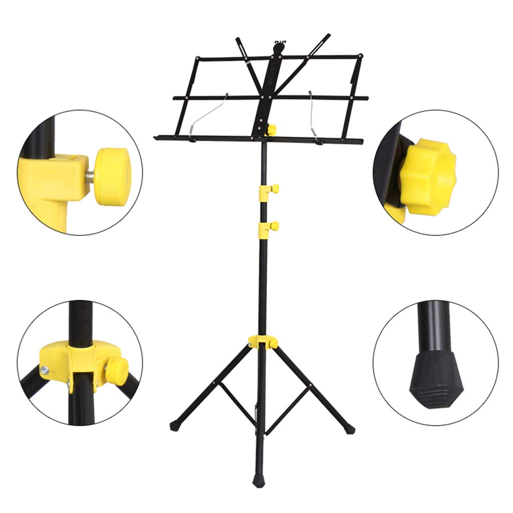 Notenständer, verstellbar, zusammenklappbar, mit Tragetasche, Höhe 60 cm, 180 cm, ideal für Instrumentalaufführungen, Schwarz