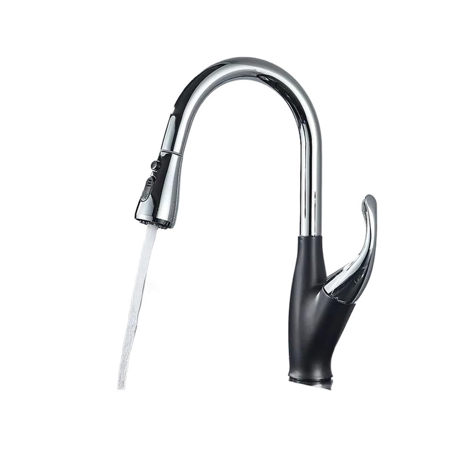 Mitigeur cuisine 360 degrés douchette eau chaude froide robinet poignée noir chrome