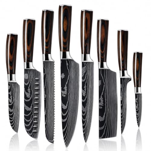 SENKEN 8-Piece Japanese Kitchen Knife Set...