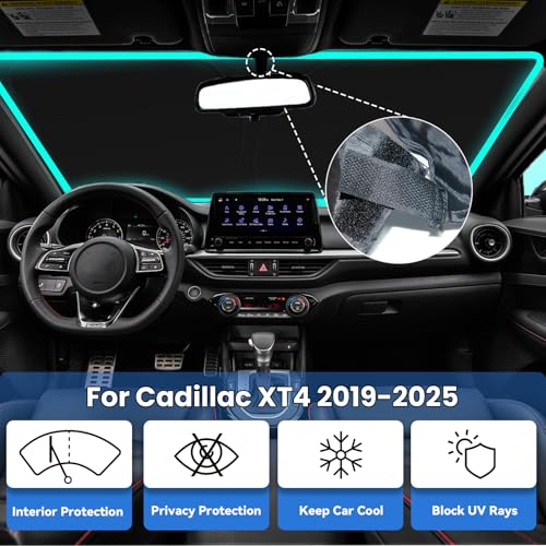 Image of Windshield Sun Shade for Cadillac XT4 2019-2024 2025 | Car Front Window Sunshade with 240T Sun Visor Protector Blocks UV Rays Heat Sun Shield Accessories