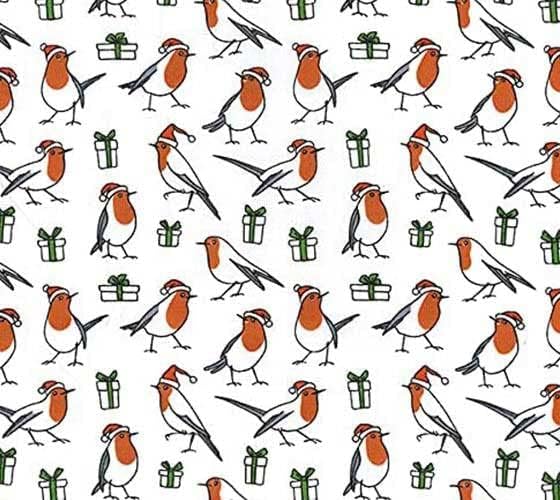 Christmas Fabrics - Reindeers Robins 100% Polycotton Cotton Louden - Rose & Hubble - Per Metre - Sewing Quilting Bunting Dress Fabric - Simply Sew Crafty (Robins with Gifts 0.5 Metre)
