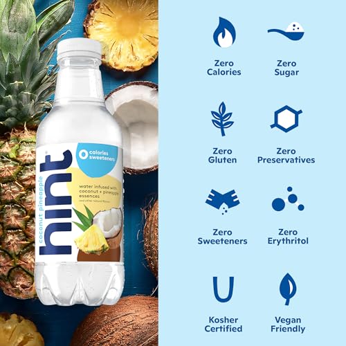 Image of Hint Fruit-Infused Bottled Water, Coconut Pineapple - Sugar Free Flavored Water with Zero Calories, Naturally Flavored, and No Artificial Sweeteners - 16 Fl Oz (Pack of 12)