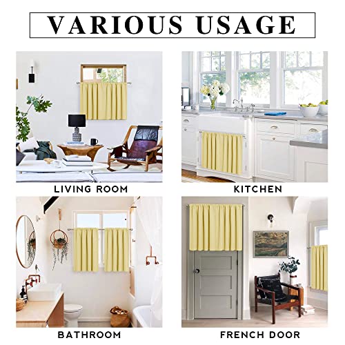 RYB HOME Living Room Curtains Blackout - Light Block Energy Efficiency Small Window Treatment Drapes for Kitchen Dining Baby Nursery Farmhouse Decor, W 42 x L 72 inch, Light Yellow, 2 Panels