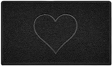 Nicoman HEART Embossed Shape Door Mat Dirt-Trapper Washable Barrier Doormat - (Use Indoor or Sheltered Outdoor) - (75x44cm/29.5x17.3inches,Medium) GREY