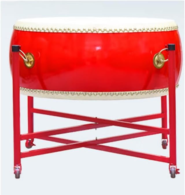 Diameter 26" (66cm) Chinese Dragon Dance Lion Martial Arts Kung Fu Dramas Hand Drum Religious Temple Fairs Ritual Cowhide CowSkin Drum with Drum rack stand#2957