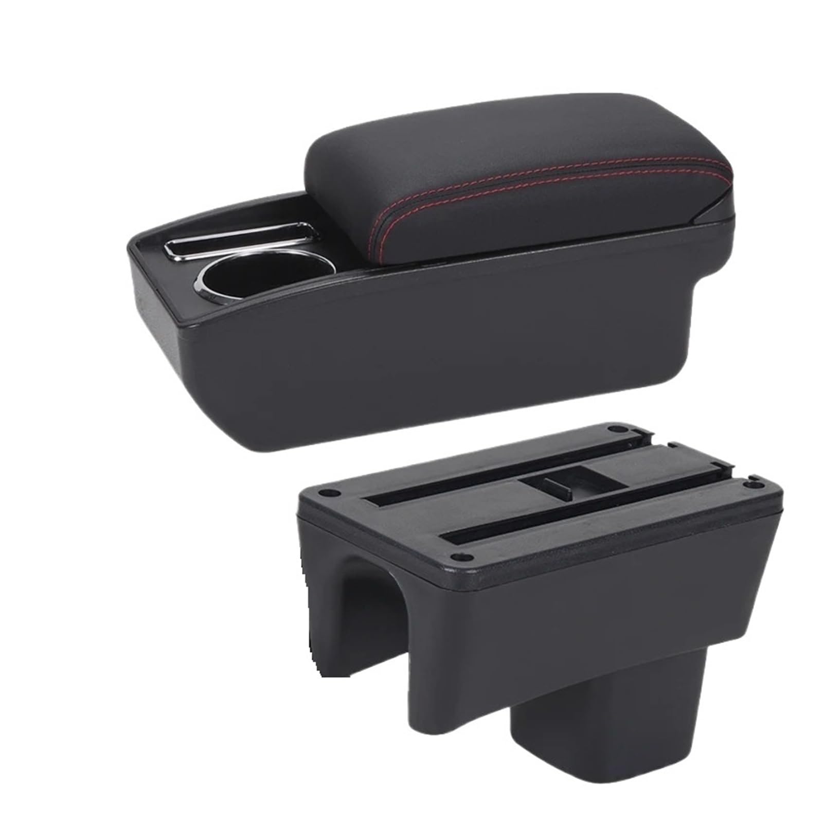 For Suzuki For Swift 2005-2024 Car Armrest Storage Box Dedicated Retrofit Interior Accessories Car Centre Console Armrest Box(C1 Black red NO USB)