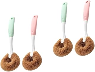 Hemoton Dish Dryer 4 pcs Cleaning Scrubber Dish Scrubber Brush Dish Dryer Long Handle Brush Rice Cooker Coir Pot Washer