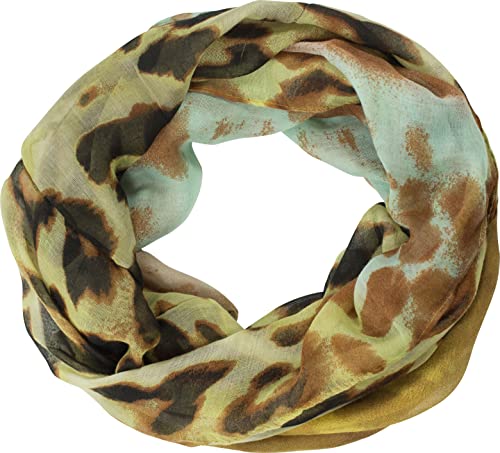 fashionchimp Loop Schlauchschal für Damen mit Leoparden-Print Muster, Baumwolle und Viskose, XXL Schal (Braun-Türkis)