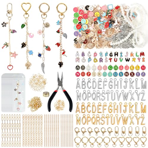Image of Himake 645Pcs Charms Lip Gloss Keychain Making Kit, DIY Bag Charm Kit with Gift Bag, Key Chain Making Supplies Including Charms, Clips, Chains, Plier & Tools