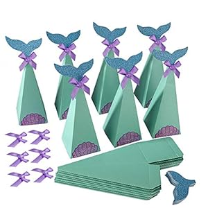 MengH-SHOP Zeemeermin cadeaudozen, decoratieve zeemeermin-cadeautjes, snoeppapieren dozen voor kinderverjaardagen…