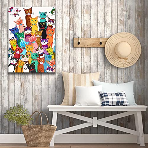 Riveda Funny Colorful Cat Bathroom Wall Art Cute Cartoon Kitty Canvas Print by Riveda - Used condition - Image 7