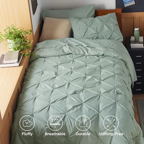 Image of Bedsure Twin XL Comforter Set Sage Green - Dorm Room Essentials, Extra Long Twin XL Bedding Set with Sheets, All Season Down Alternative Comforter with Sheets, Pillowcase & Sham