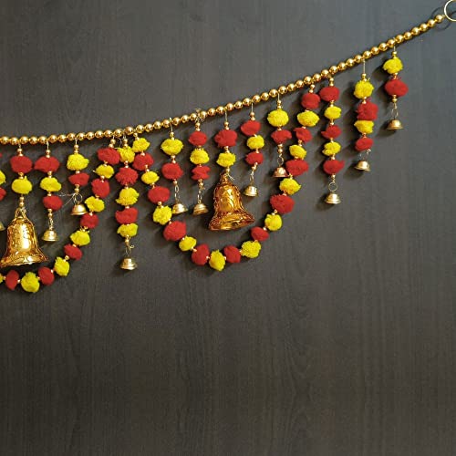 Image of Handmade Door Hanging Round Moti Style Bandarwal Toran (TMR-02) -Diwali New Year Inauguration Wedding Festival Home Decor Pooja (40 Inch X 6 Inch)