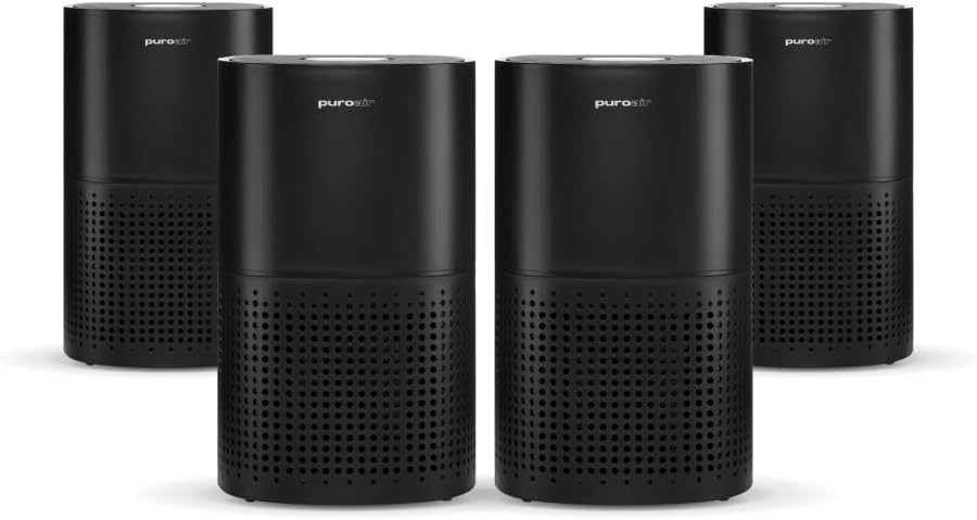 PuroAir 240 HEPA Air Purifiers for Home Large Rooms - Covers 1,000 Sq Ft - Filters Up to 99.9% of Pollutants, Smoke, Pollen, Dust, and VOCs - Quiet HEPA Air Filter - Air Purifiers for Bedroom (4 Pack)