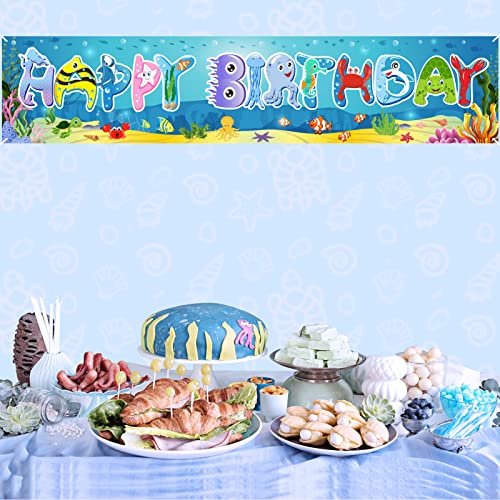 Sea Animal Under The Sea Banner Birthday Decorations, Marine Creature Ocean Themed Birthday Yard Banner Sign Party Supplies, Marine Theme Under The Sea Decoration For Baby Girls Boys #TOP2