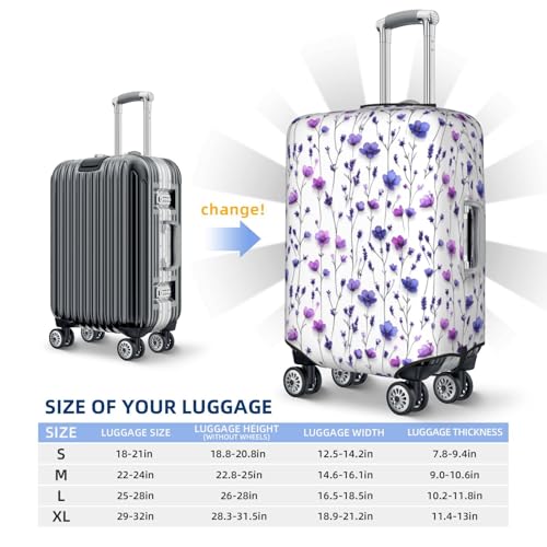 Luggage Cover Protector - Lavender Purple Flower Print Fit 18-21 Inch Suitcase Covers for Luggage2