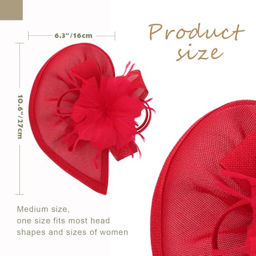 Image of DRESHOW Fascinators Hat Feather Headband Women's Fascinators Tea Party Headwear with Clip Flower Head Band for Girls & Women