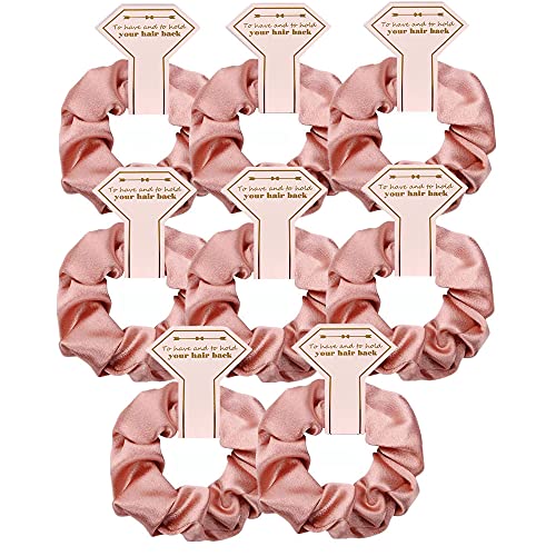 8pcs Satin Bridesmaid Proposal Gifts Hair Ties Hair Scrunchies Bachelorette Party Favors Satin Bridesmaid Gift for Wedding Parties (Rose gold)
