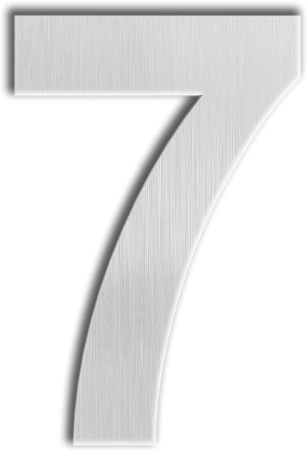 QT Modern House Number - 6 Inch - Brushed Stainless Steel (Number 7 Seven), Floating Appearance, Easy to install and made of solid 304