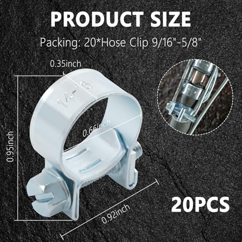 Image of 20PCS 9 /16 inch-5 /8 inch Small Hose Clamps,Adjustable Fuel Line Clamp for OD 5 /8 Heater Hose Radiator Fuel Water Line,Universal Multi-Purpose Radiator Hose Clamps Pipe Clamp Car Accessories (14-16mm)
