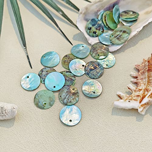 Firstmeet Shell Beads 240Pcs Natural 12Mm Flat Round Mussel Shell Coin Drop Charm Beads With Iridescent Back For Handcraft Jewelry Making(Diy-1023-Opal Blue-12) #TOP3