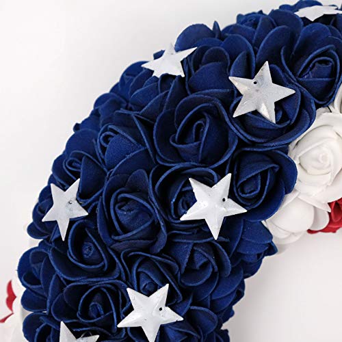 Idyllic July 4Th Wreath Patriotic Americana Wreath Boxwood Handcrafted Memorial Day Wreath Festival Garland Decoration Front Door Wall Home Decor thumb #6