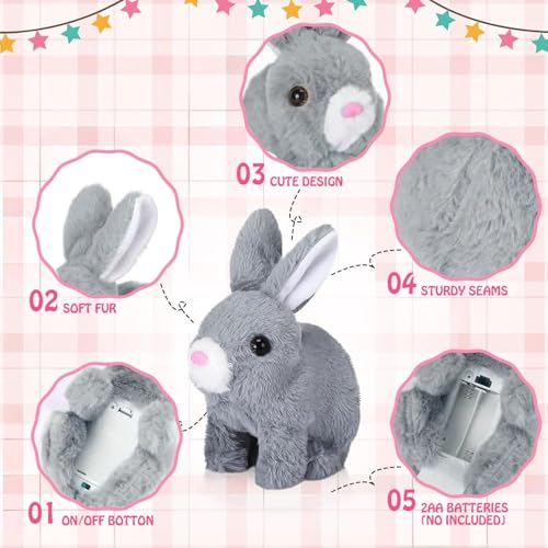 Sunshine smile Hüpfendes Kaninchen,Sprechender Hasen,Hasen Kuscheltiere Klein, Interaktives Kaninchen Haustier,Elektronisches Plüschhase mit Geräusche Macht