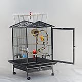 Jaula para pájaros - Jaula para periquitos de pie con soporte rodante, jaula grande de metal para vuelo de pájaros (regalo incluido) para agapornís, pinzones, canarios, periquitos, cacatúas para loros