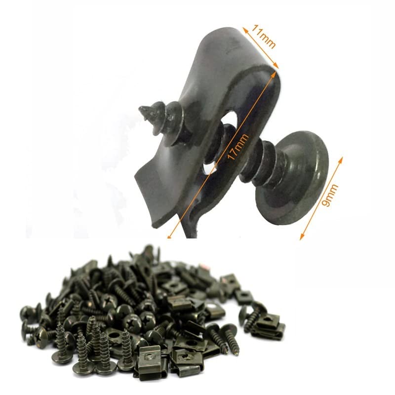 20 Sätze Passend For Motorrad, Auto, Roller, ATV, Moped, E-Bike, Kunststoffabdeckung, Metallhalterung, Selbstschneidende Schrauben Und U-Clips M4 M5 (Color : M4x10mm