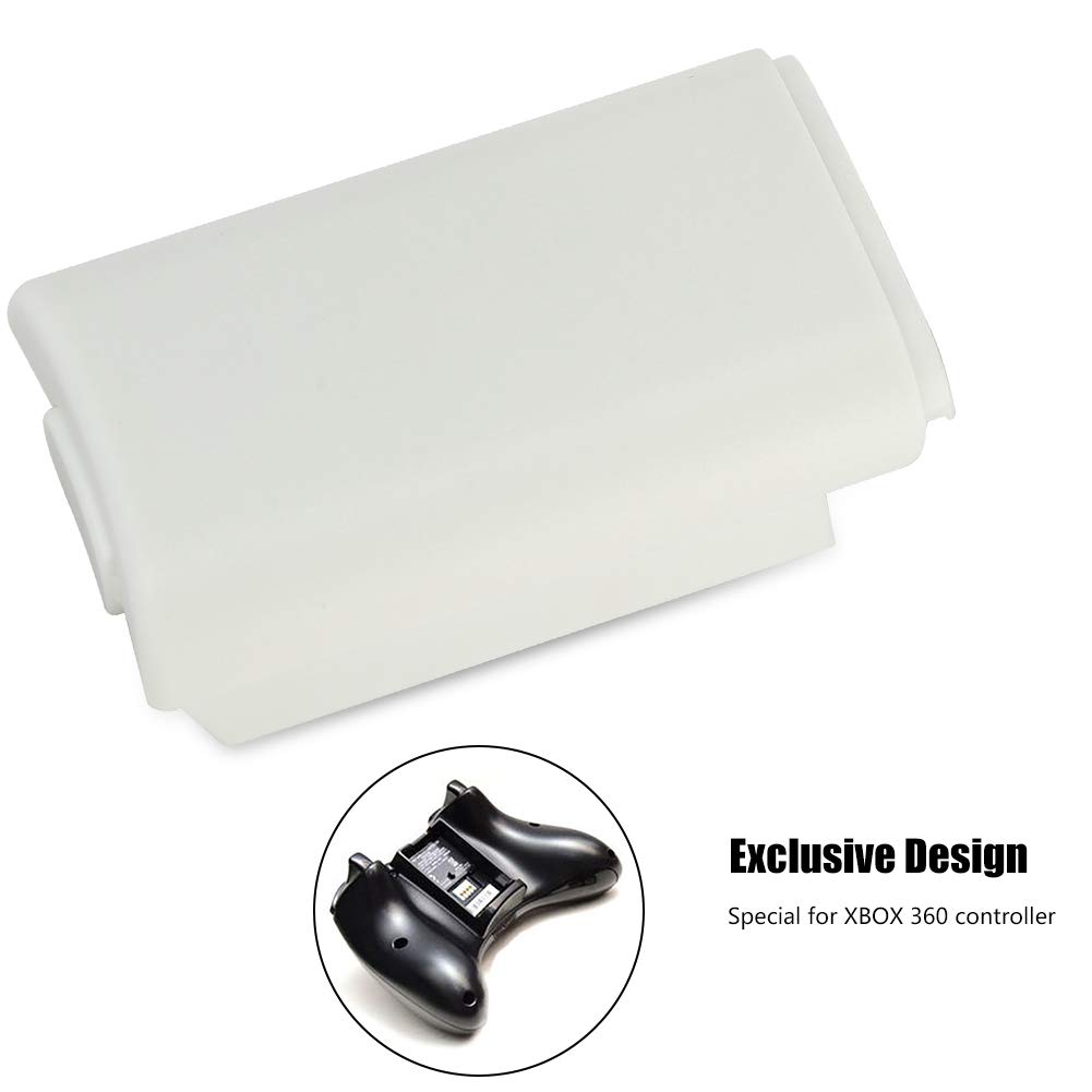 Coquille de Batterie 5 PCS pour Manette Xbox 360 Kit de Couverture Universelle pour Housse de Batterie de Remplacement pour Xbox 360(Blanc)