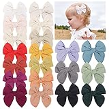 Choicbaby 20PCS Hair Bows Clips for Girls Hair Clips Cotton Linen Bows 3.2 Inch Fable Hair Bows and