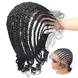 lumeng DIY Cornrow Box Short Braided Wigs for Black Women On-Trend Knotless Hand Tied HD Full Lace Boho Braid Wig with Baby Hair Premium Synthetic African American 9’’ Seamless Blending Unique Look